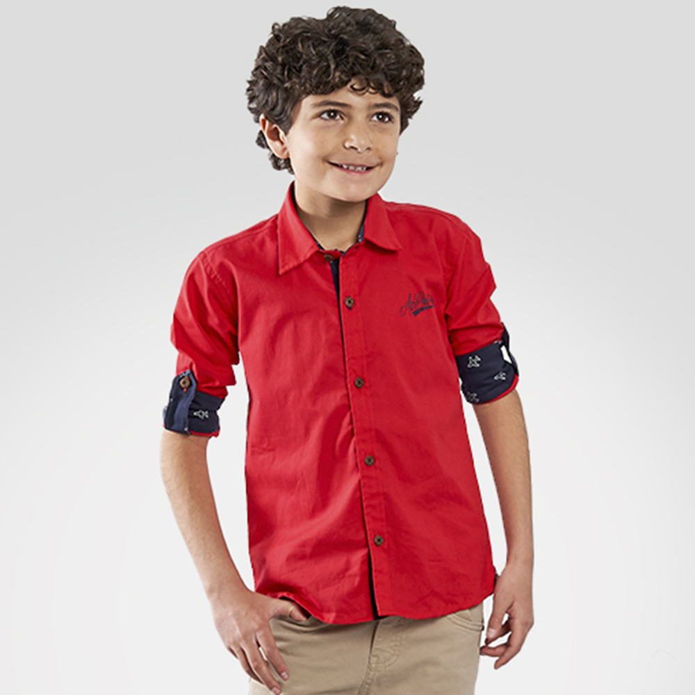 CAMISA NIÑO MANGA LARGA ROJA