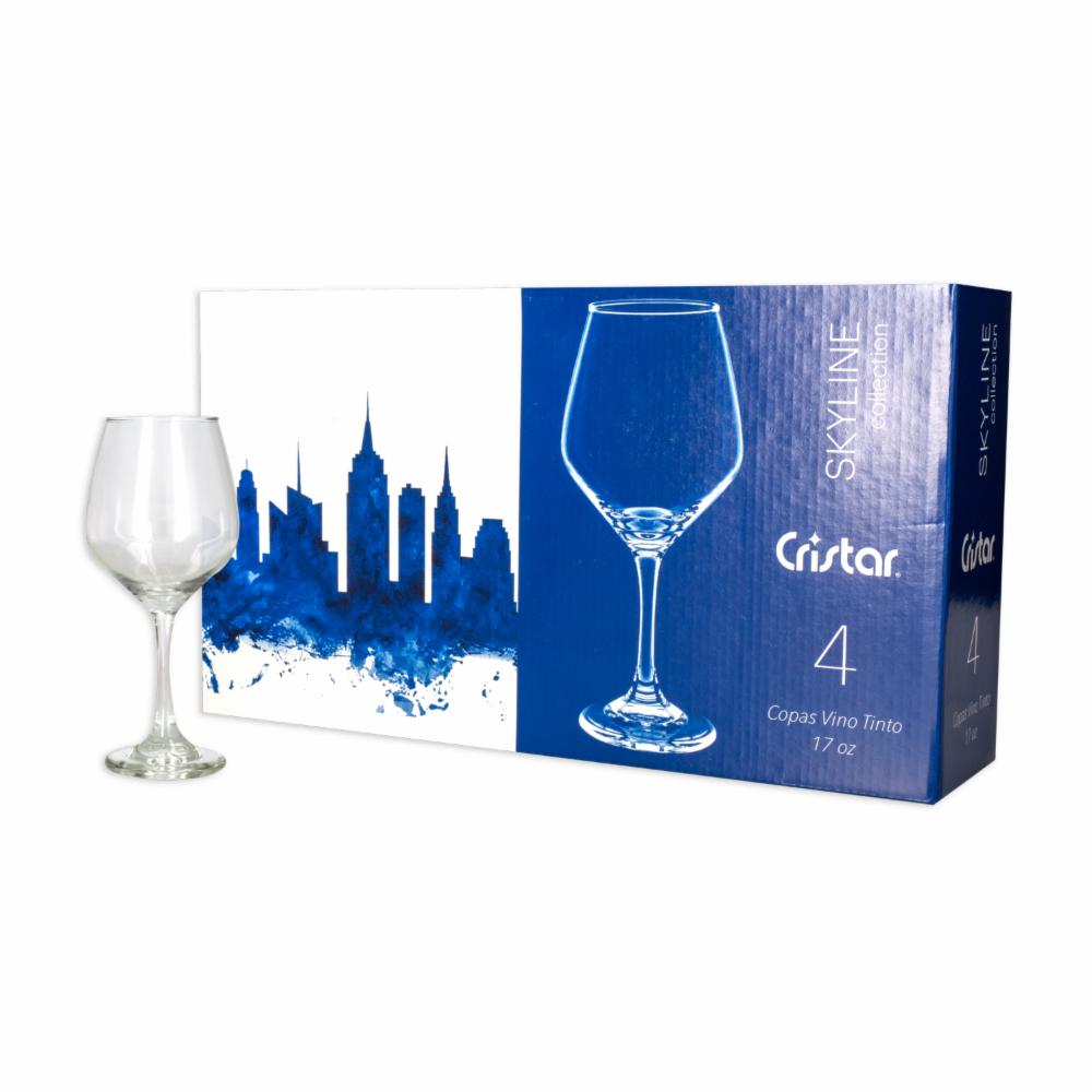 Copas de vino de 4 piezas Luciano, transparentes en plastico