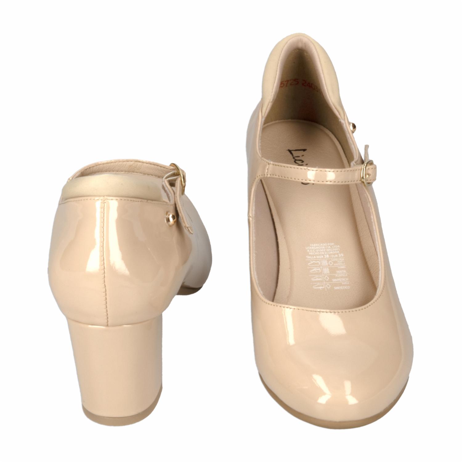 Zapato De Dama Tacón Fashion Beige LICIOUS - Imagen 4