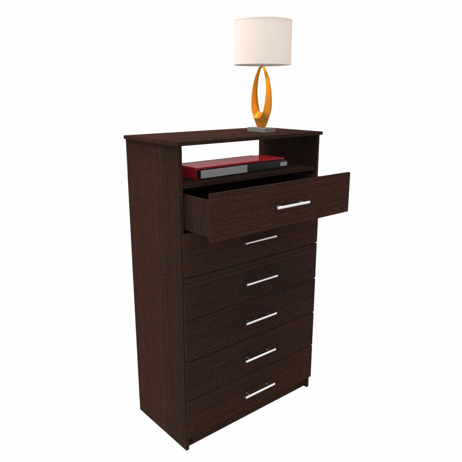 Semanero Hefestos Wengué 6 Cajones 1 Repisa MUEBLE FÁCIL - Imagen 5