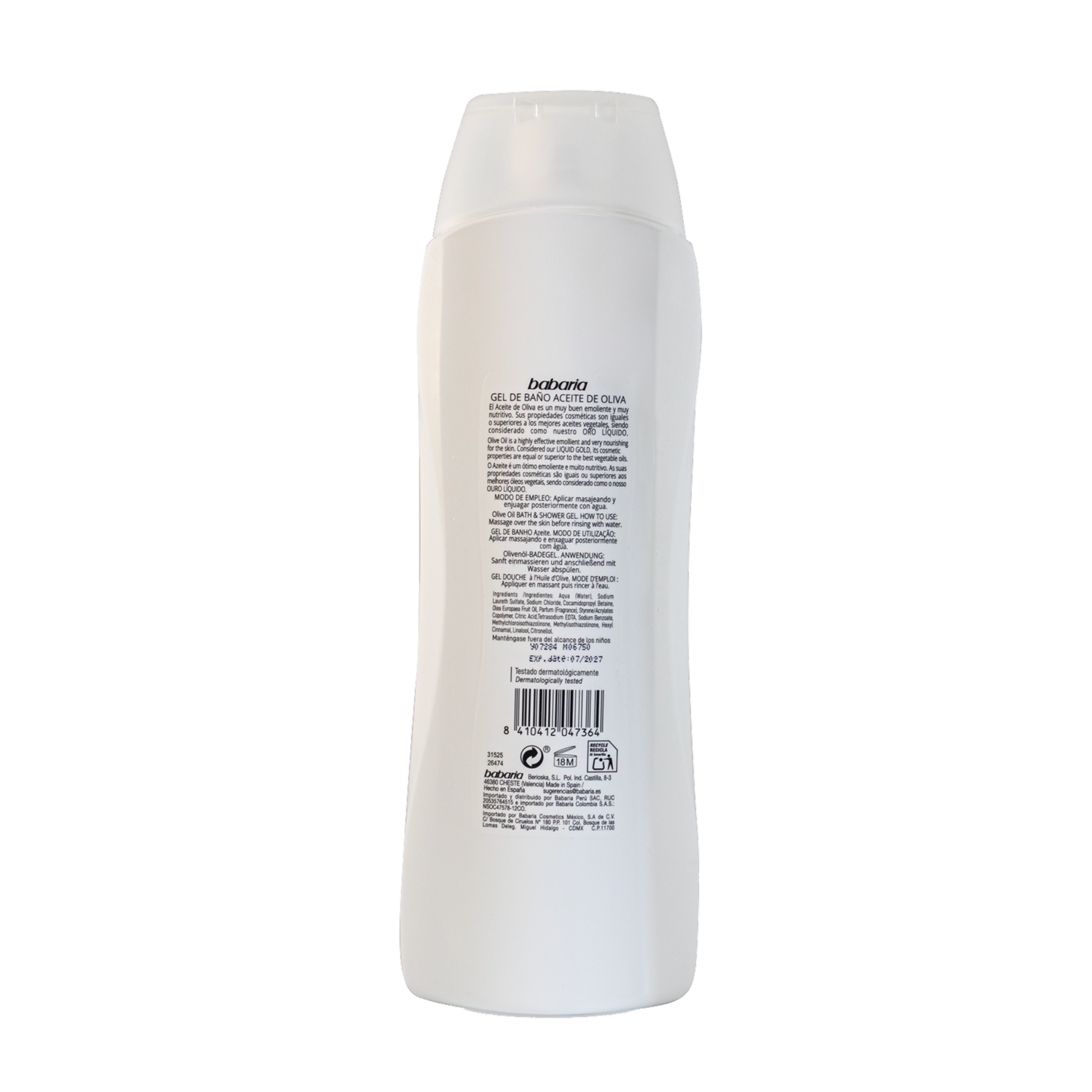 Gel De Ducha Con Aceite De Oliva Cream Sensations BABARIA 600 Ml - Imagen 3