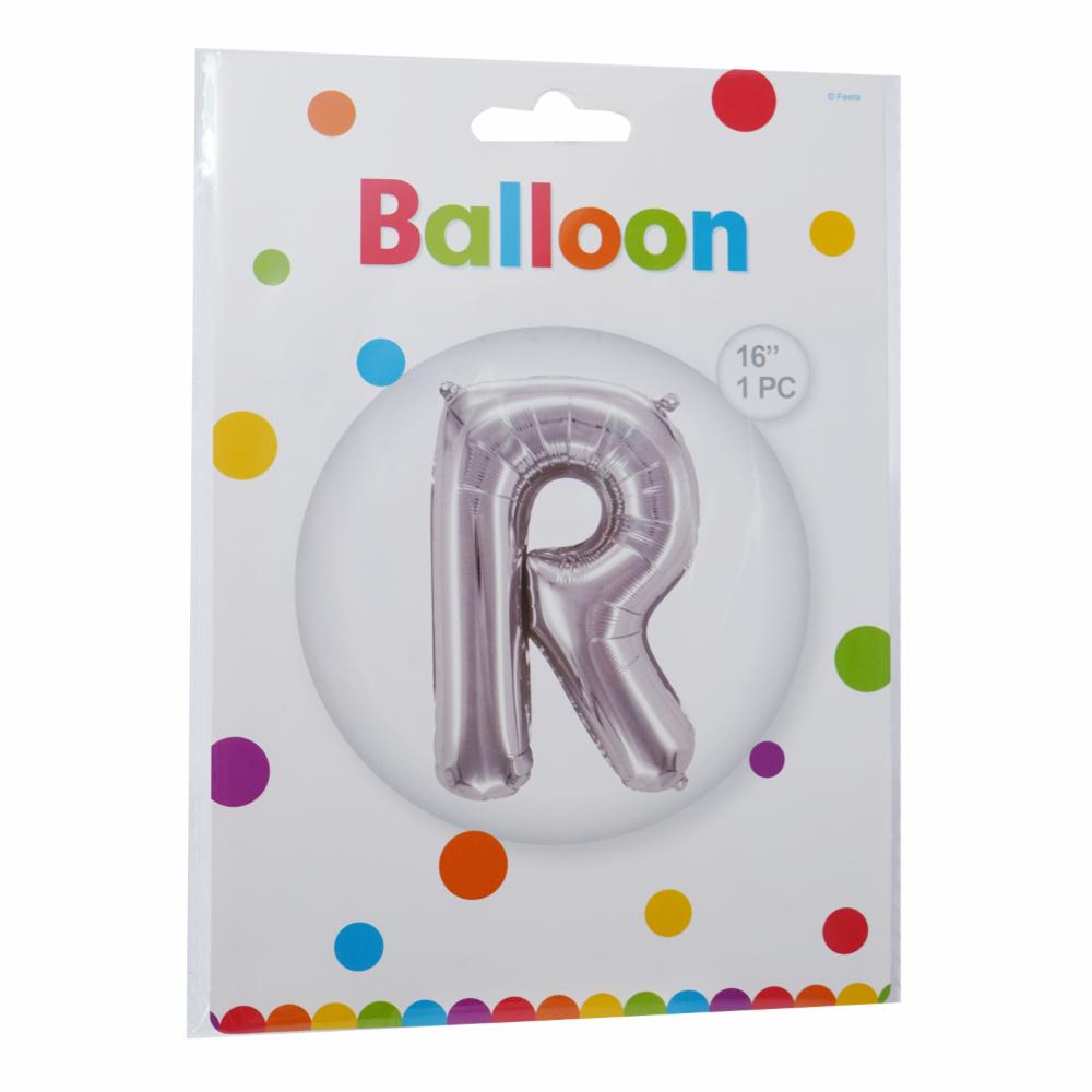 Globo Metálico Letra R Plateado FESTA Letra R