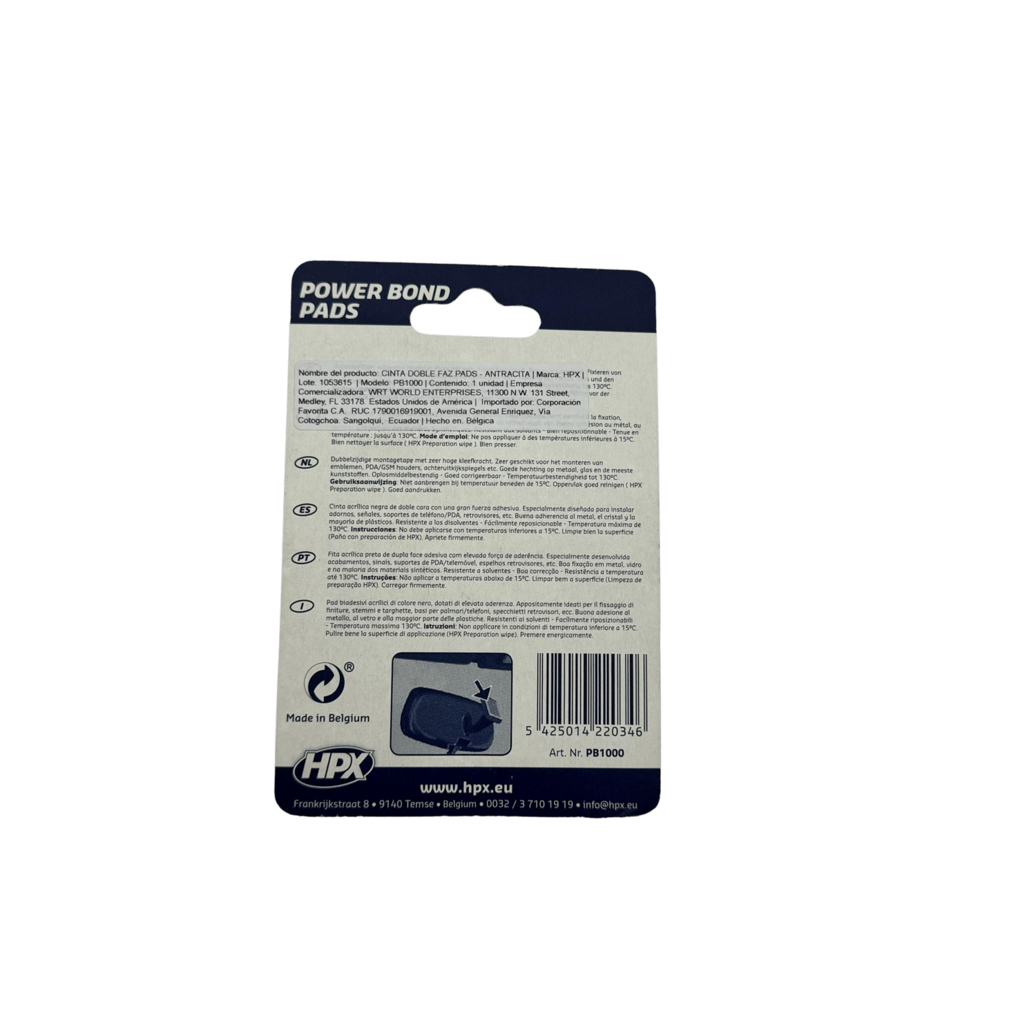Cinta Doble Faz Pads Antracita HPX Unidad