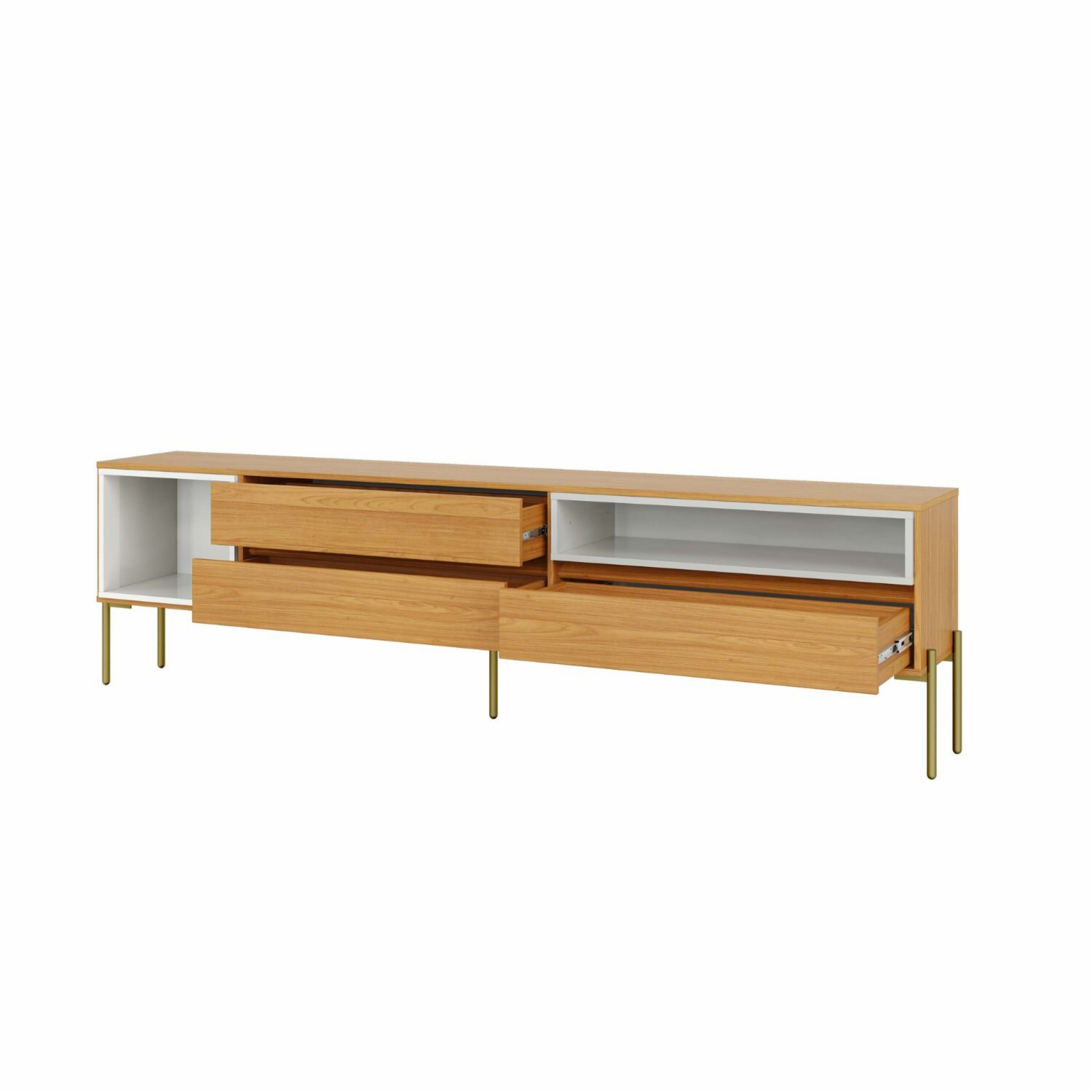Rack De Tv Con 3 Cajones Modelo R425 Jw Freijo Y Blanco DALLA COSTA Mdf - Imagen 7