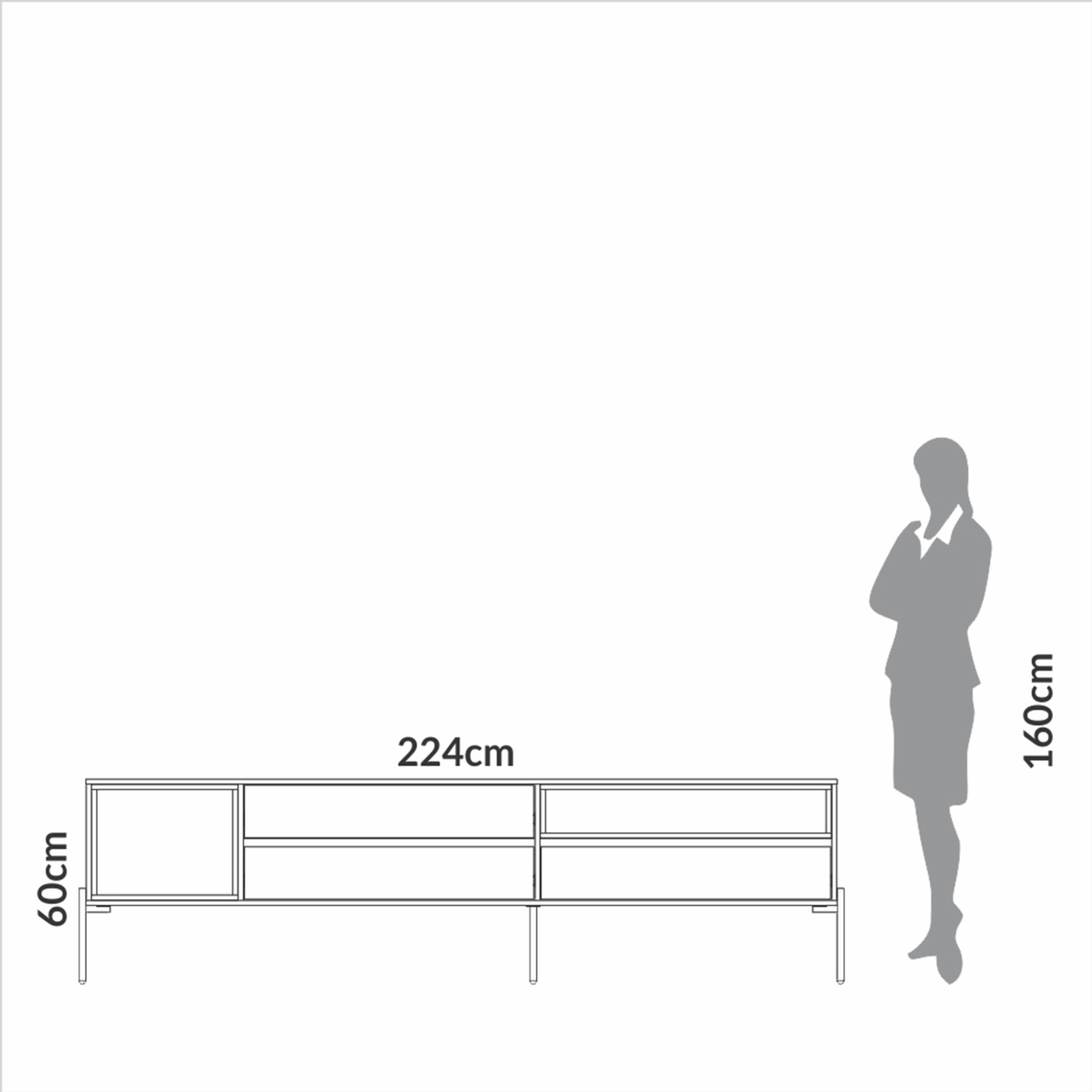 Rack De Tv Con 3 Cajones Modelo R425 Jw Freijo Y Blanco DALLA COSTA Mdf - Imagen 10
