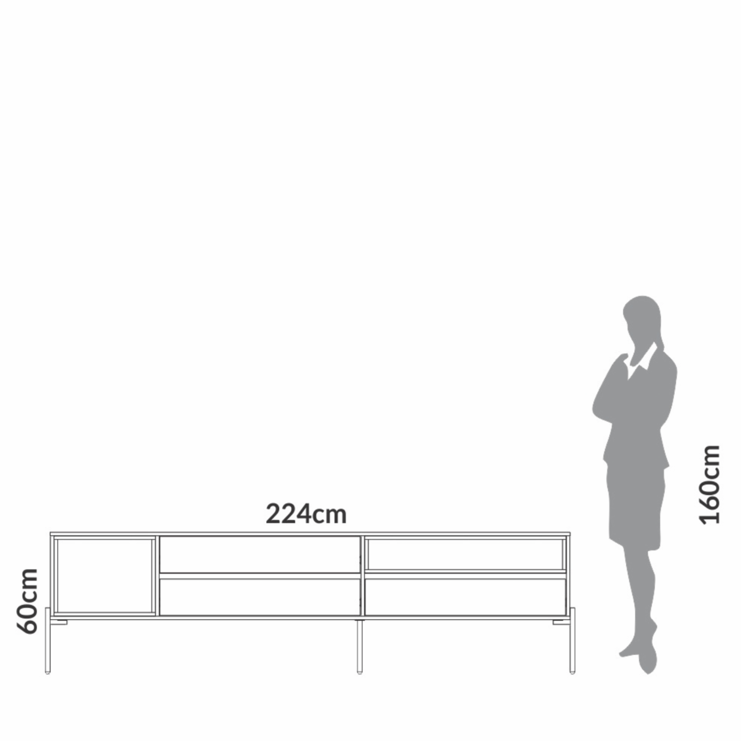 Rack De Tv Con 3 Cajones Modelo R425 Jw Freijo Y Blanco DALLA COSTA Mdf - Imagen 4