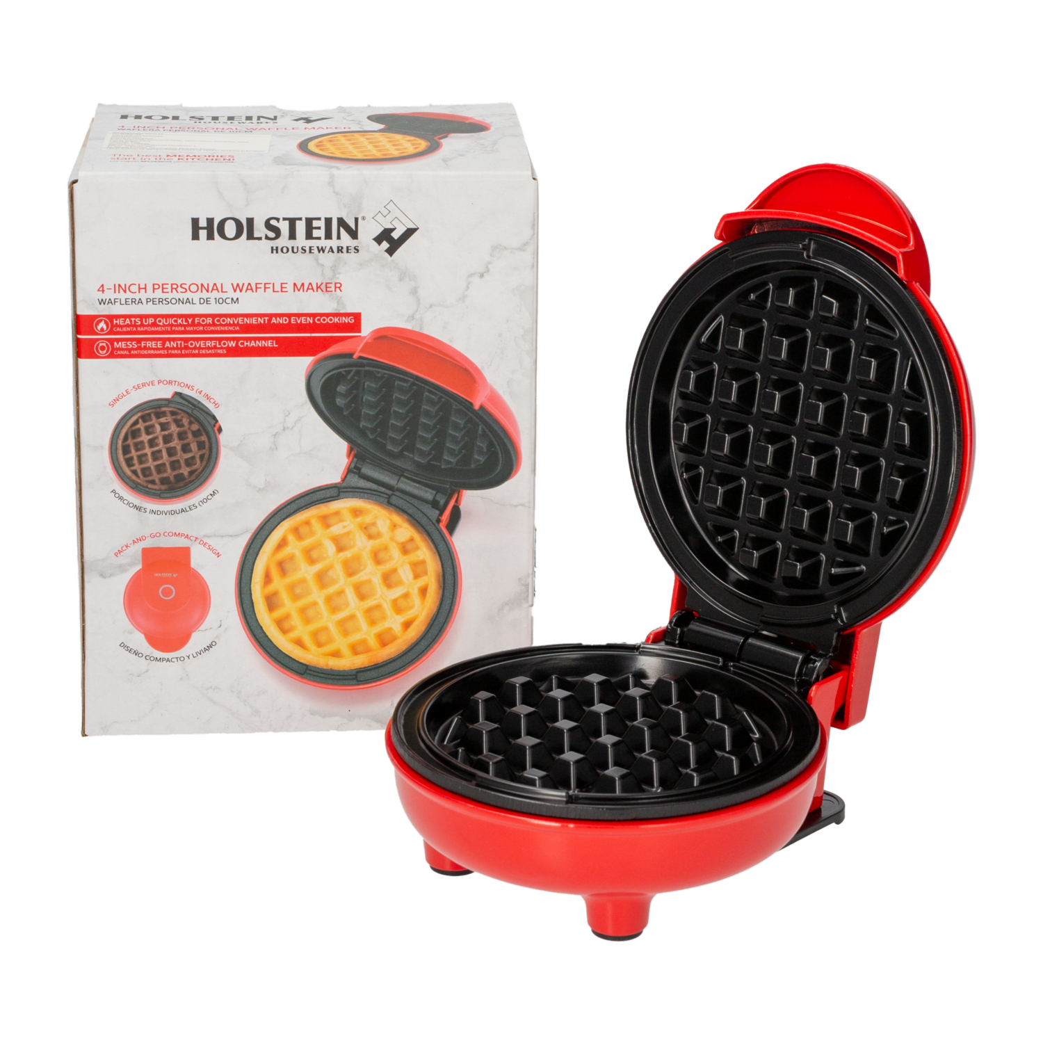Waflera Electrica Personal Color Rojo De 10 Cm Modelo:HH-09125016R HOLSTEIN 350 Watts