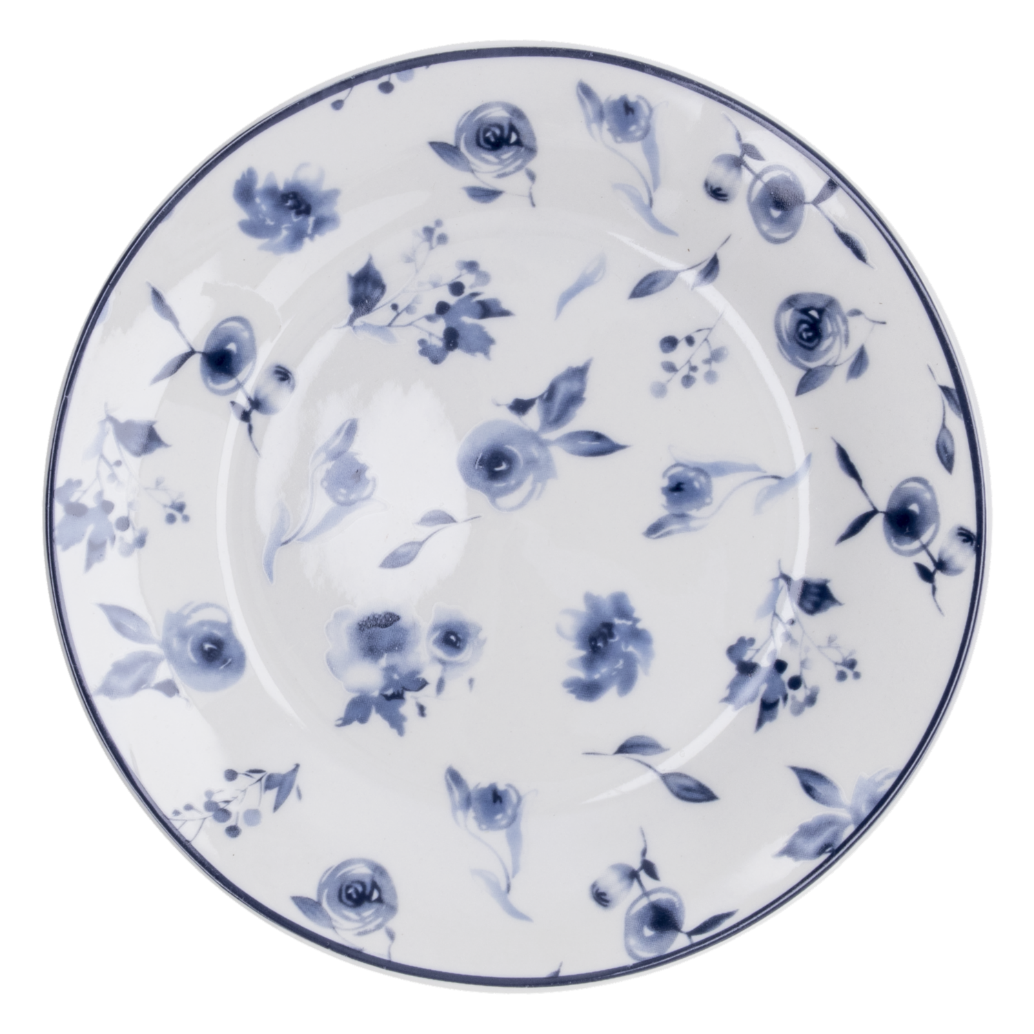 Vajilla Blanca Con Flores Azules FREE HOME 16 Piezas
