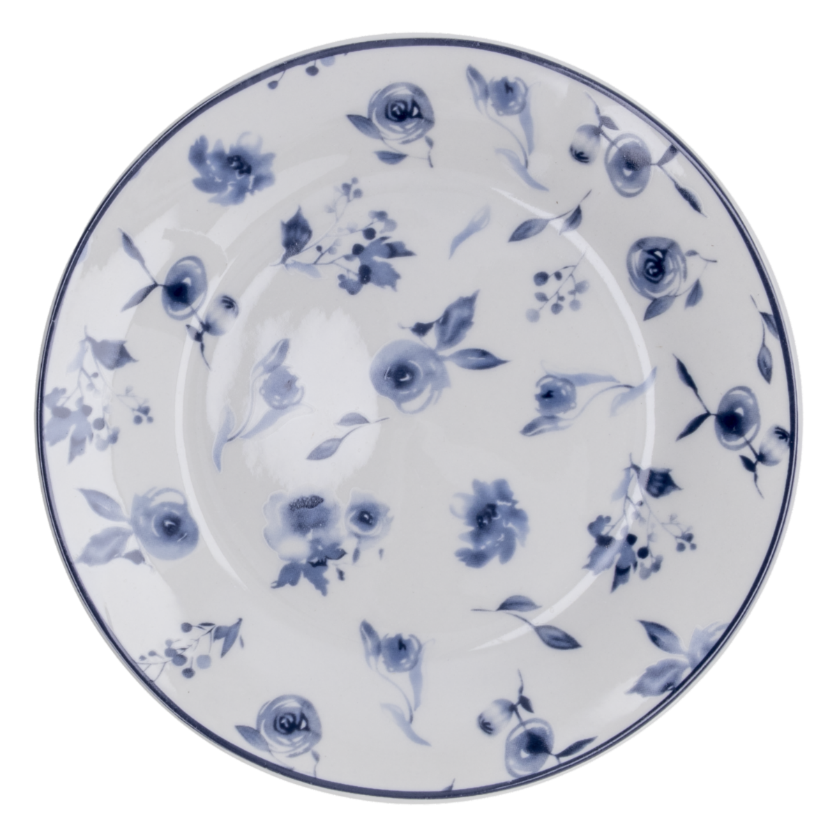 Vajilla Blanca Con Flores Azules FREE HOME 16 Piezas