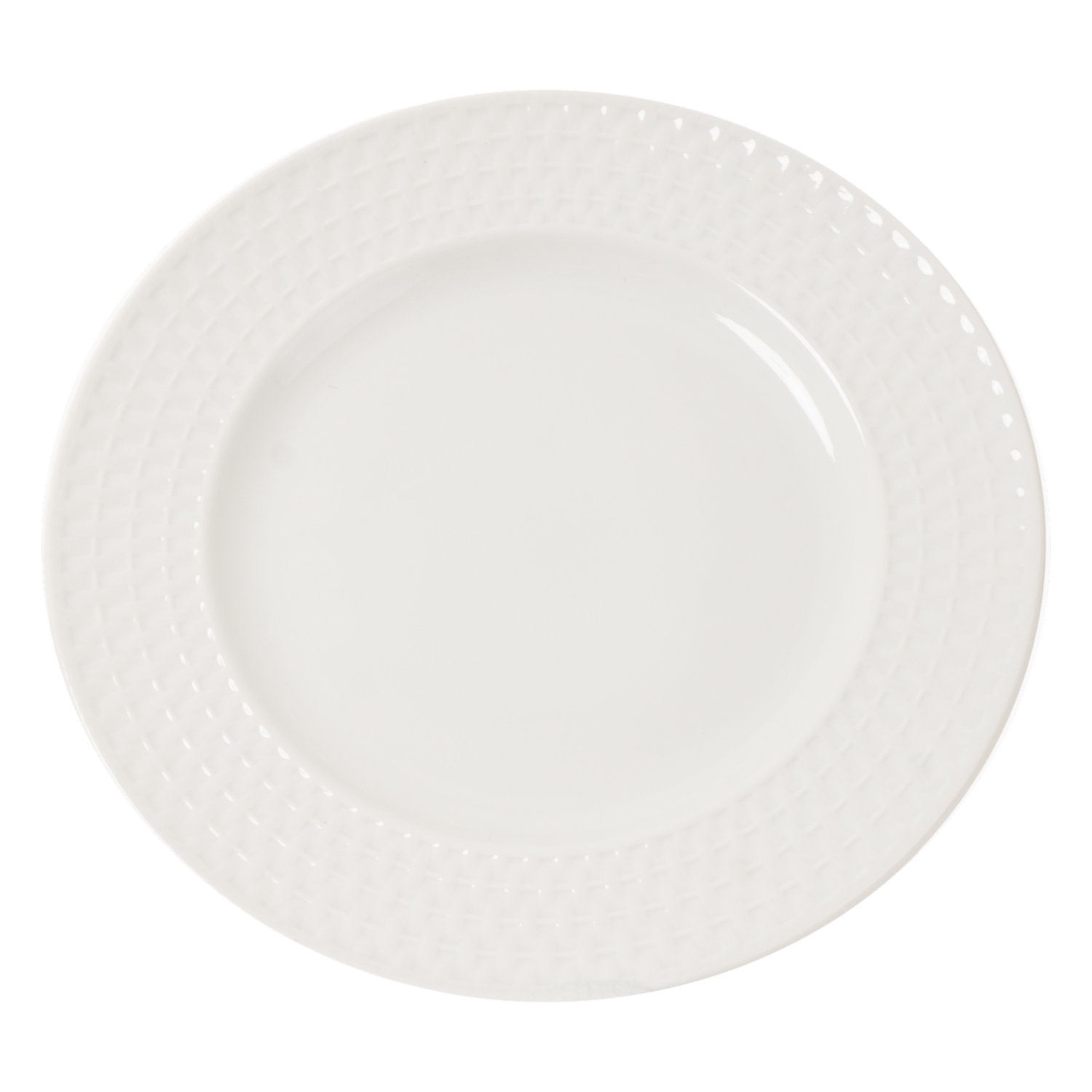 Vajilla Blanca Con Orilla Relieve Tejido FREE HOME 16 Piezas