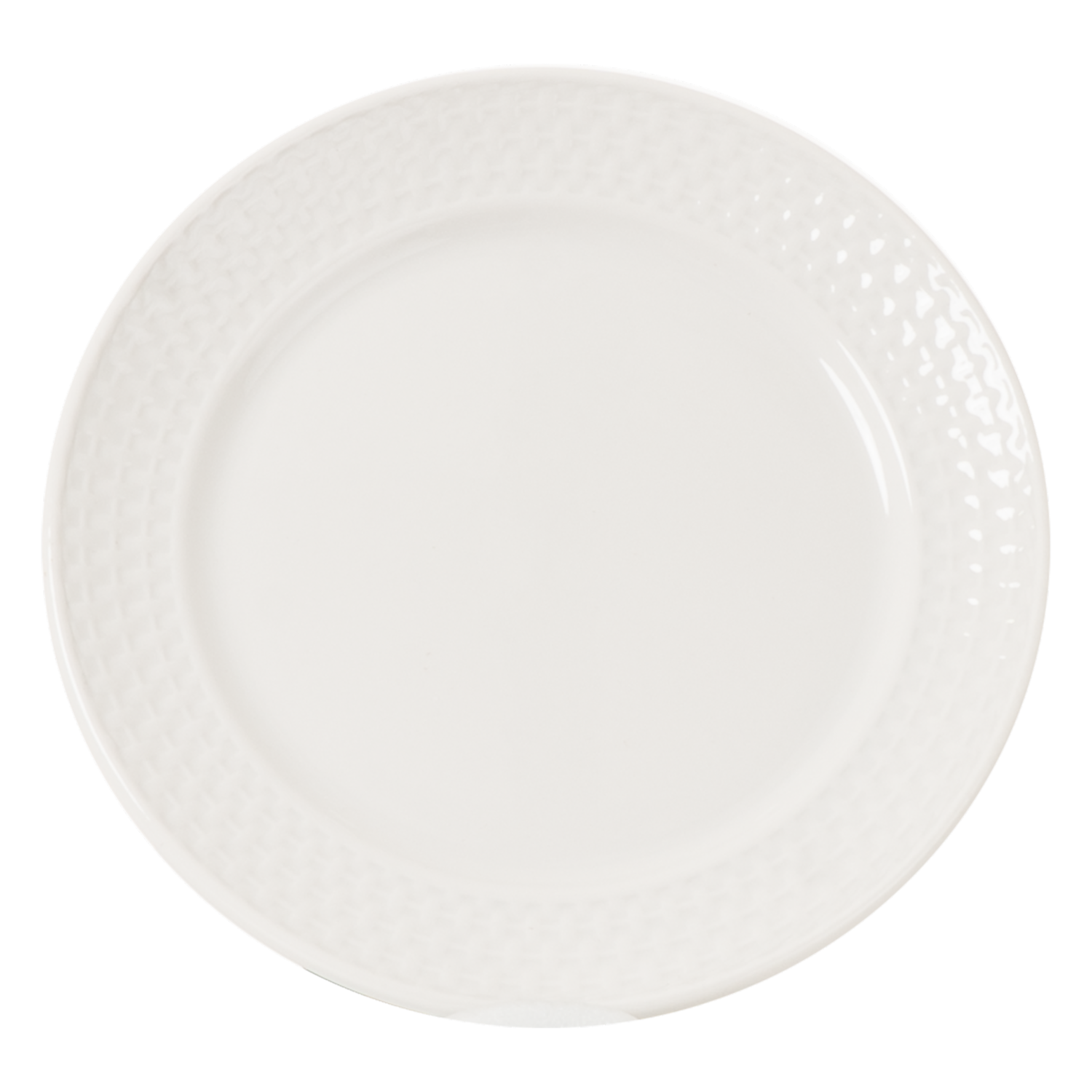 Vajilla Blanca Con Orilla Relieve Tejido FREE HOME 16 Piezas