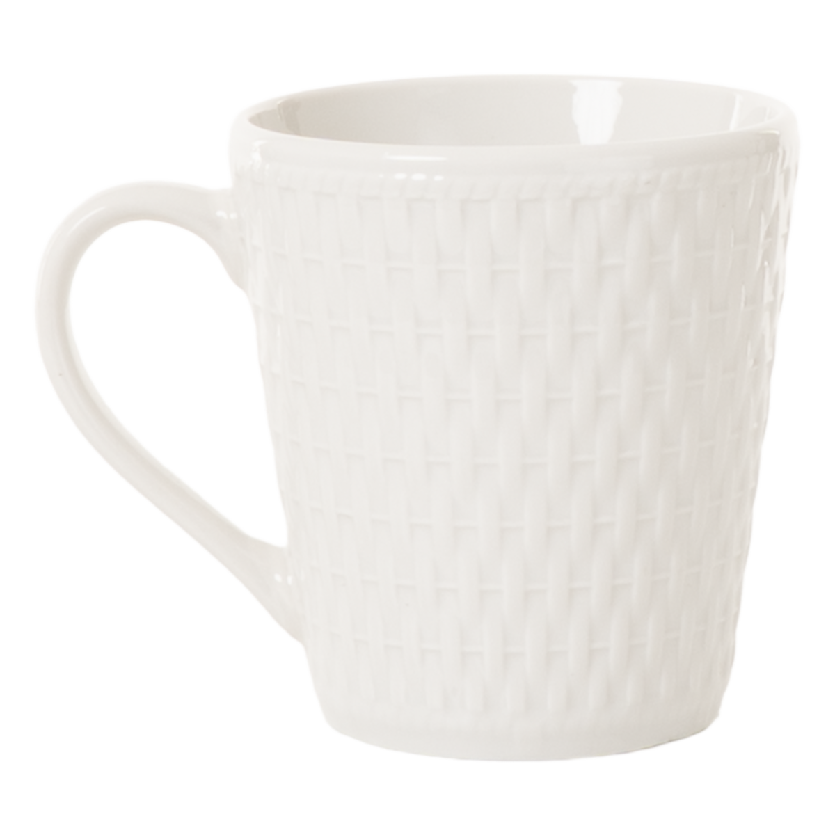 Vajilla Blanca Con Orilla Relieve Tejido FREE HOME 16 Piezas