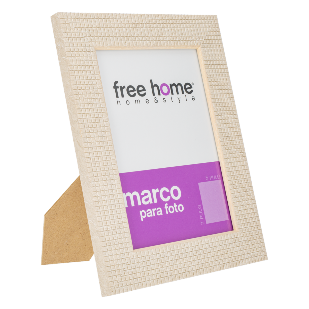 Portarretrato Relieve A Cuadros Crema FREE HOME 5X7″