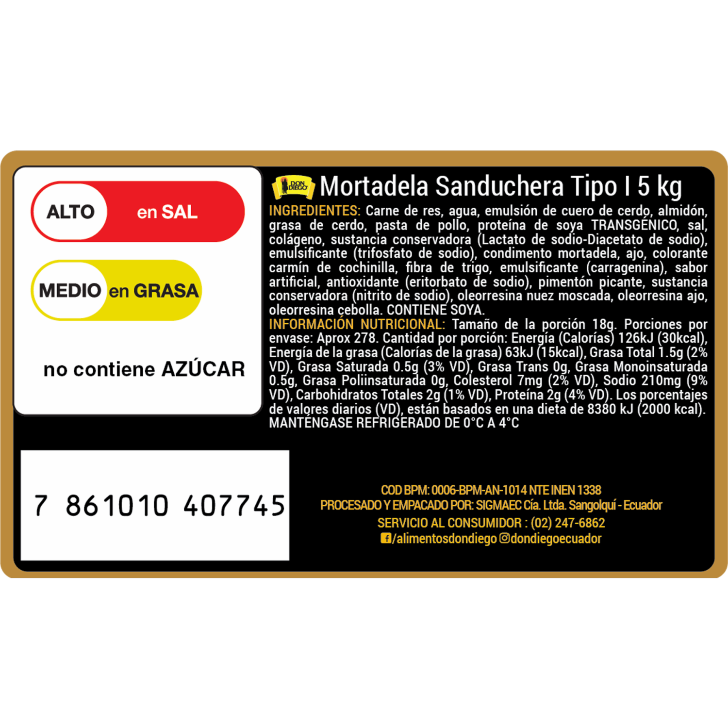 Mortadela Sanduchera DON DIEGO Al Peso