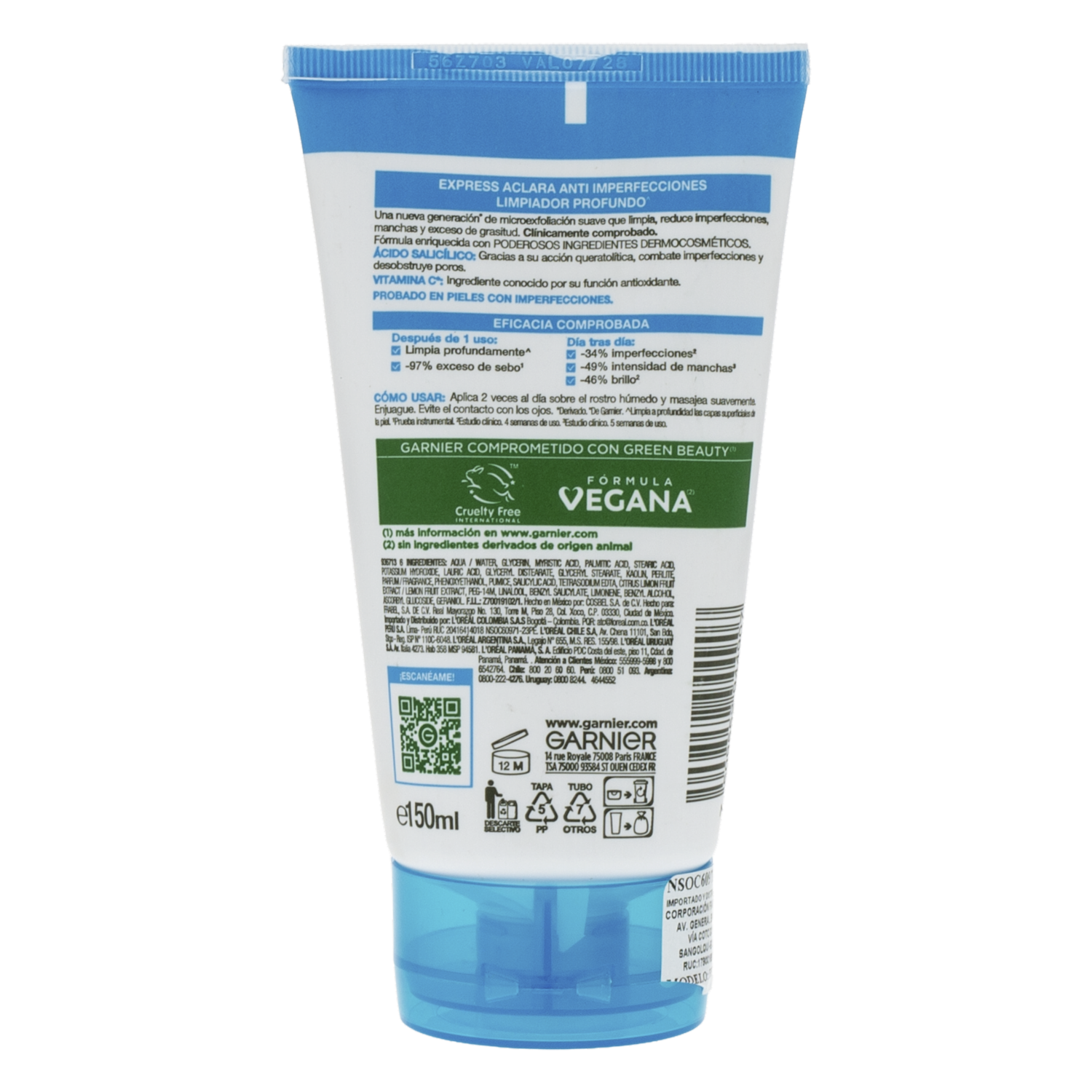 Limpiador Facial Profundo Express Aclara Skin Active GARNIER 150 Ml