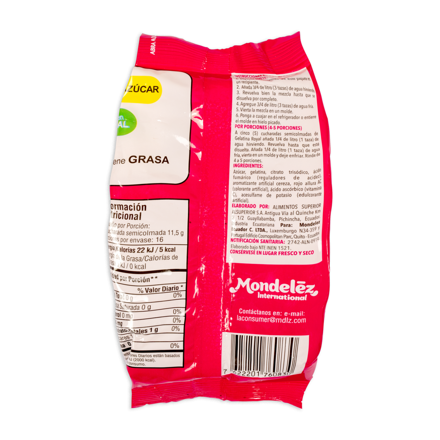 Gelatina Sabor A Cereza ROYAL 190 G