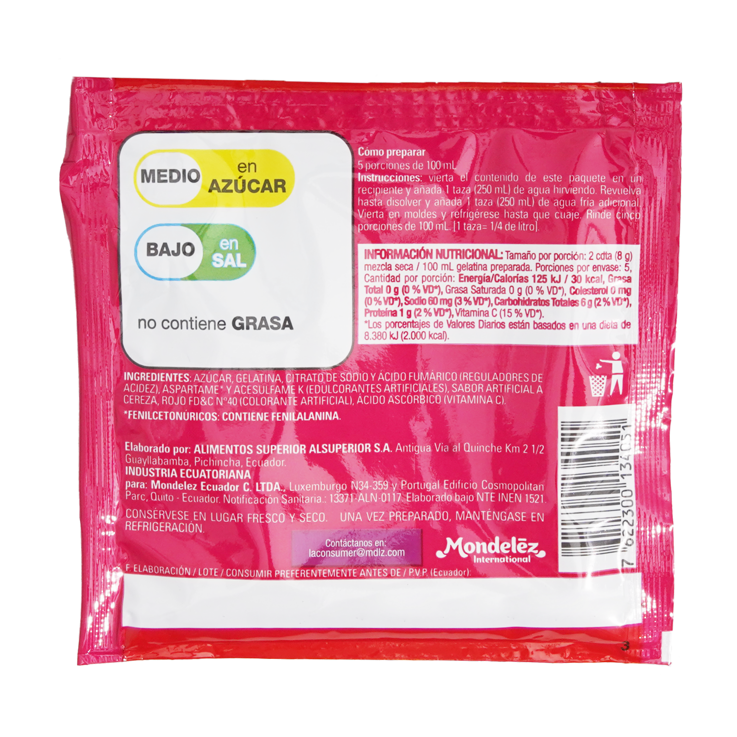 Gelatina Sabor Cereza ROYAL 40 G