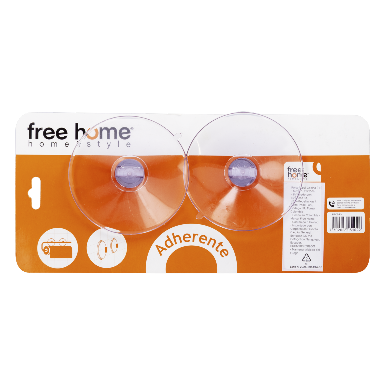 Porta Papel De Cocina Con Ventosas FREE HOME Mediano