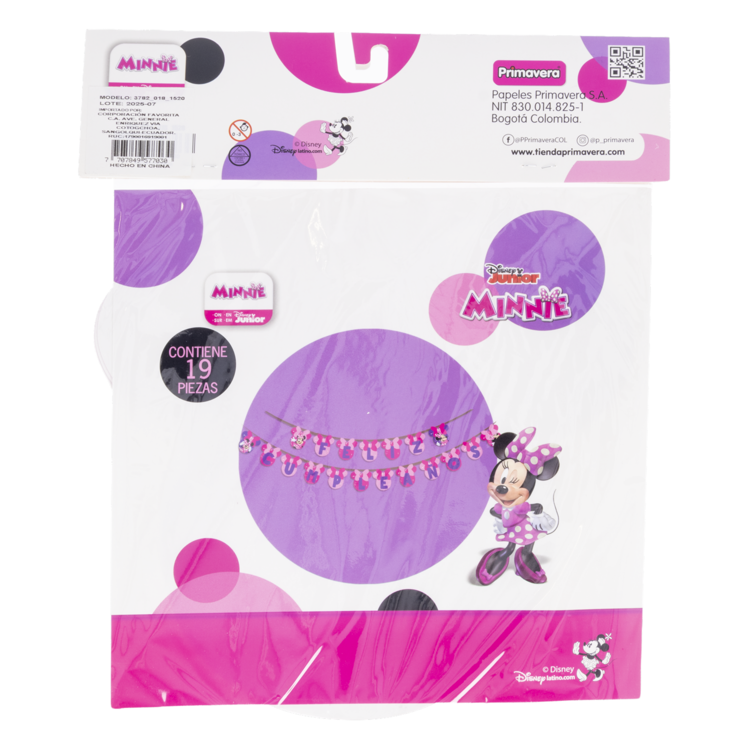 Letrero Letrero Cumpleanos Minnie DISNEY 19 Piezas