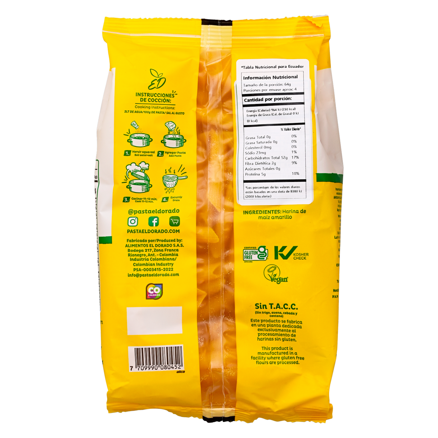 Pasta Penne De Maíz EL DORADO 250 G
