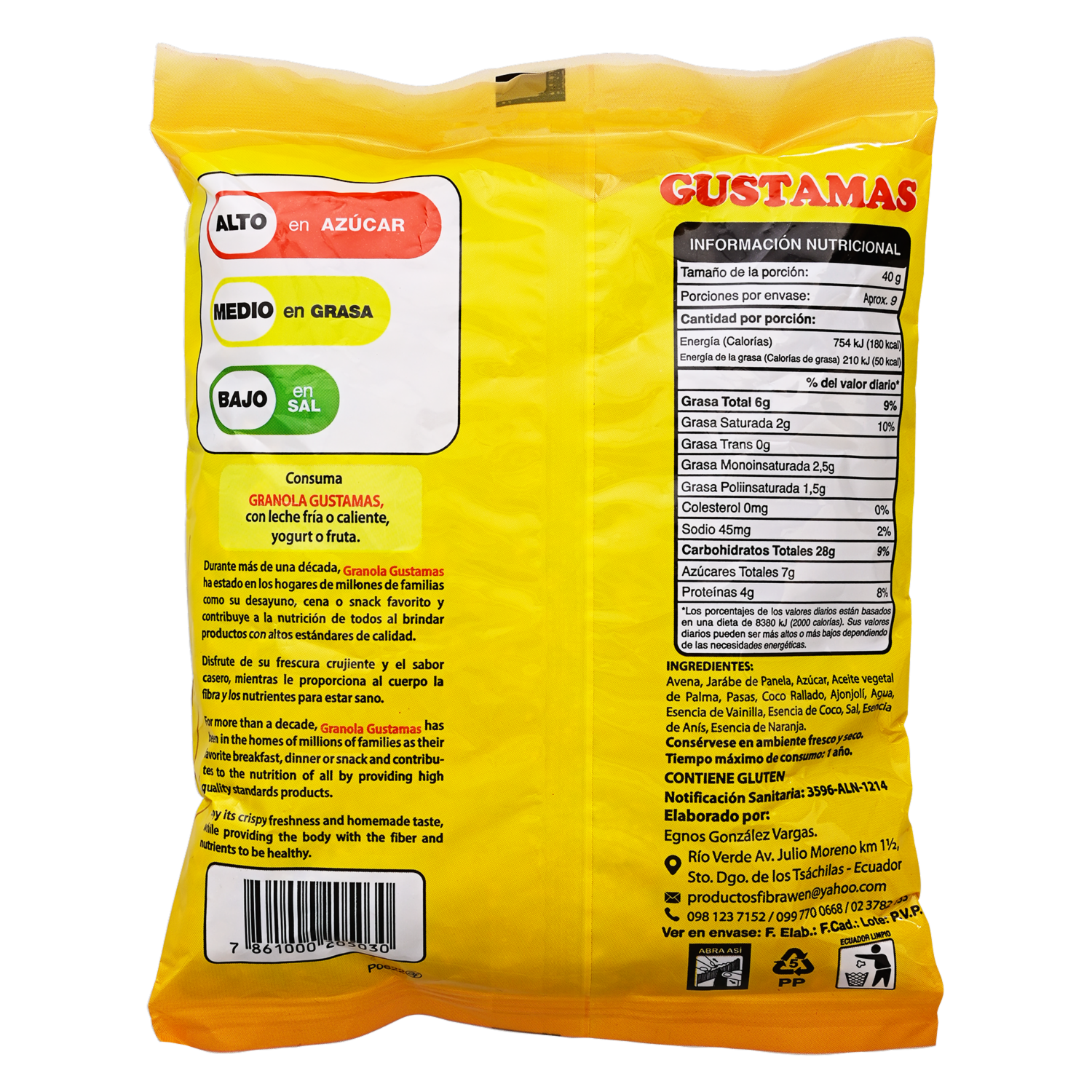Granola Empacada GUSTAMAS 340 Gr