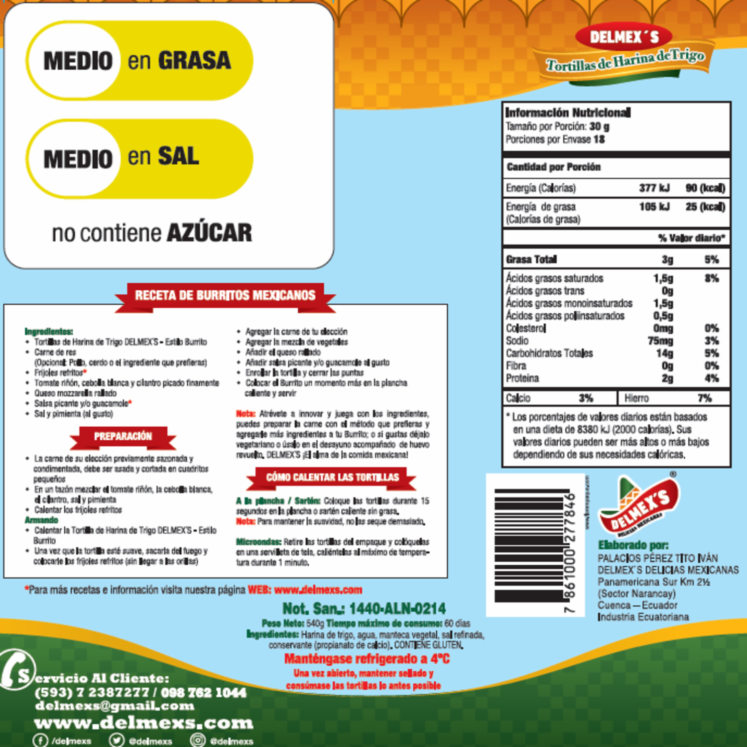 Tortillas De Harina De Trigo Estilo Burrito DELMEX’S DELICIAS MEXICANAS X12 Uds