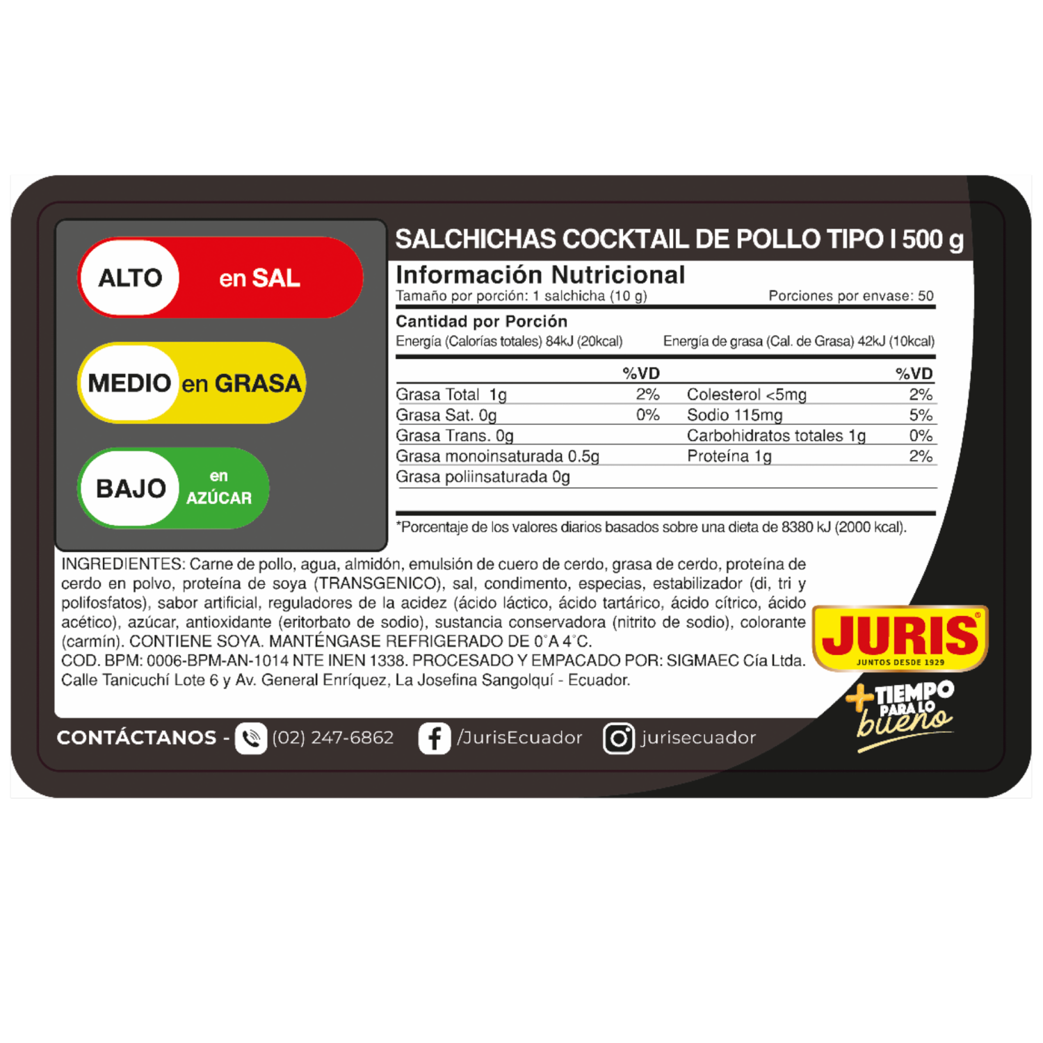 Salchichas De Cocktail De Pollo JURIS 500 G