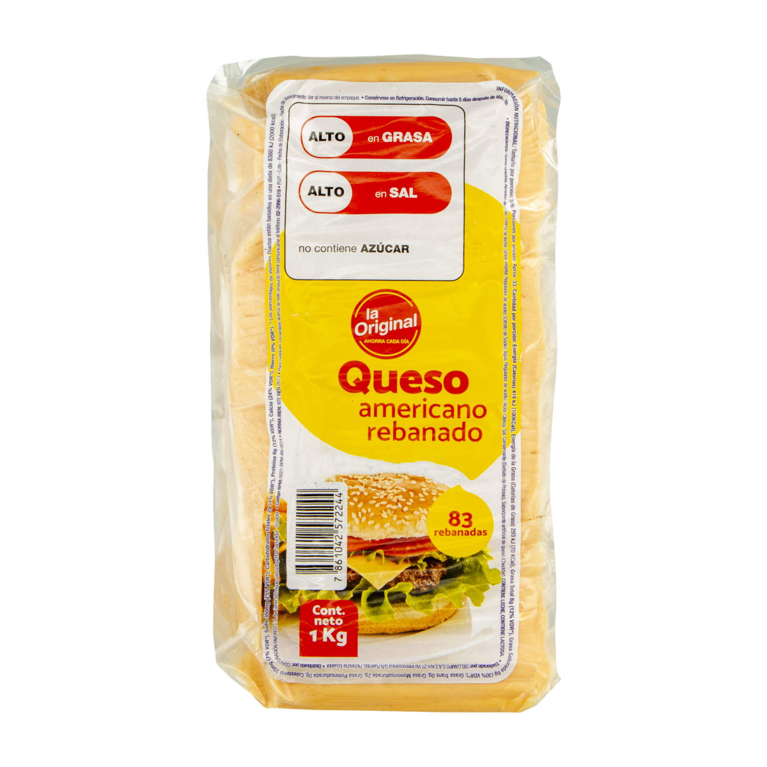 Queso Americano Rebanado LA ORIGINAL 1Kg