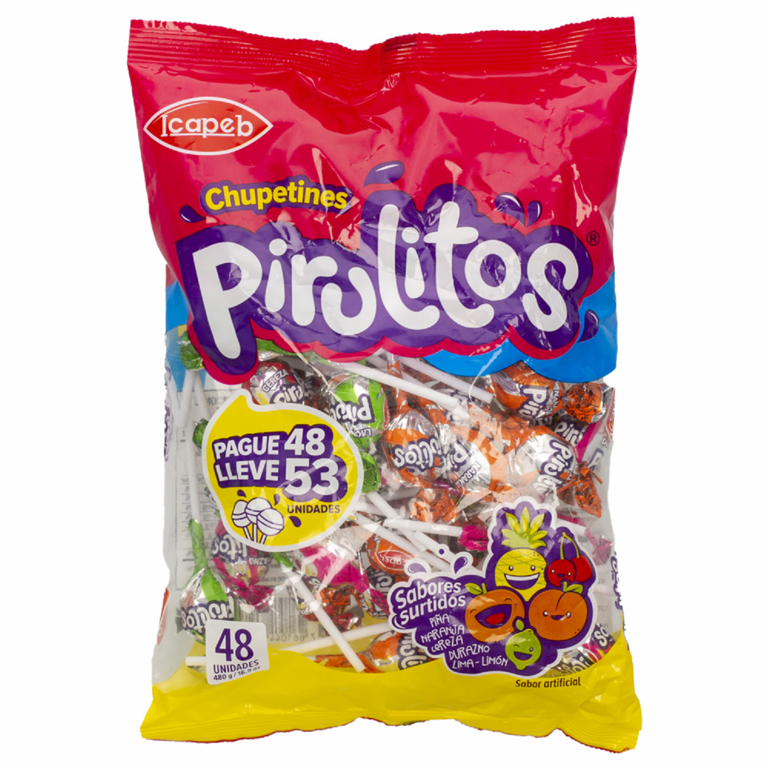 Chupetes De Sabores PIRULITOS 480 G