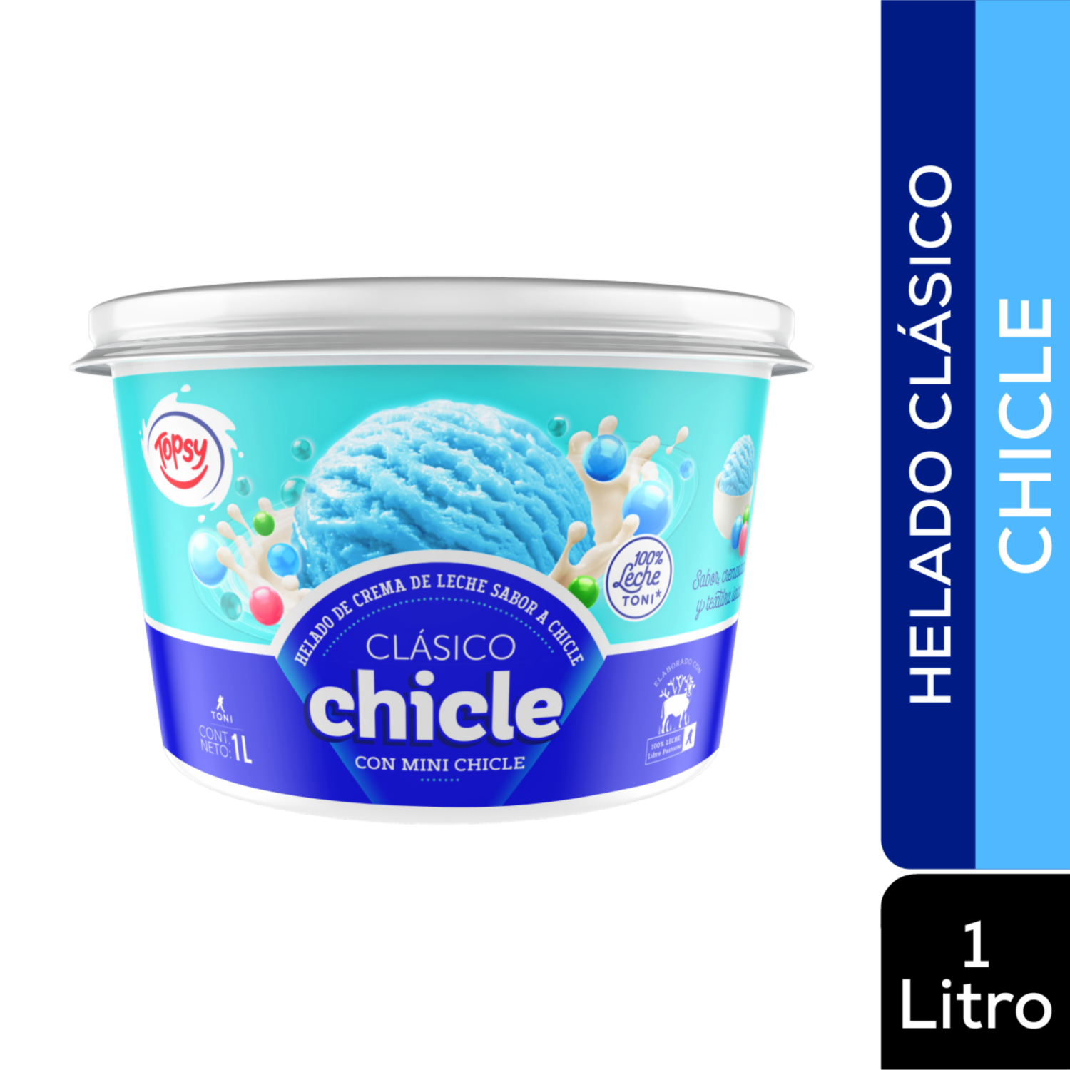 Helado Sabor A Chicle TOPSY 1000 Ml