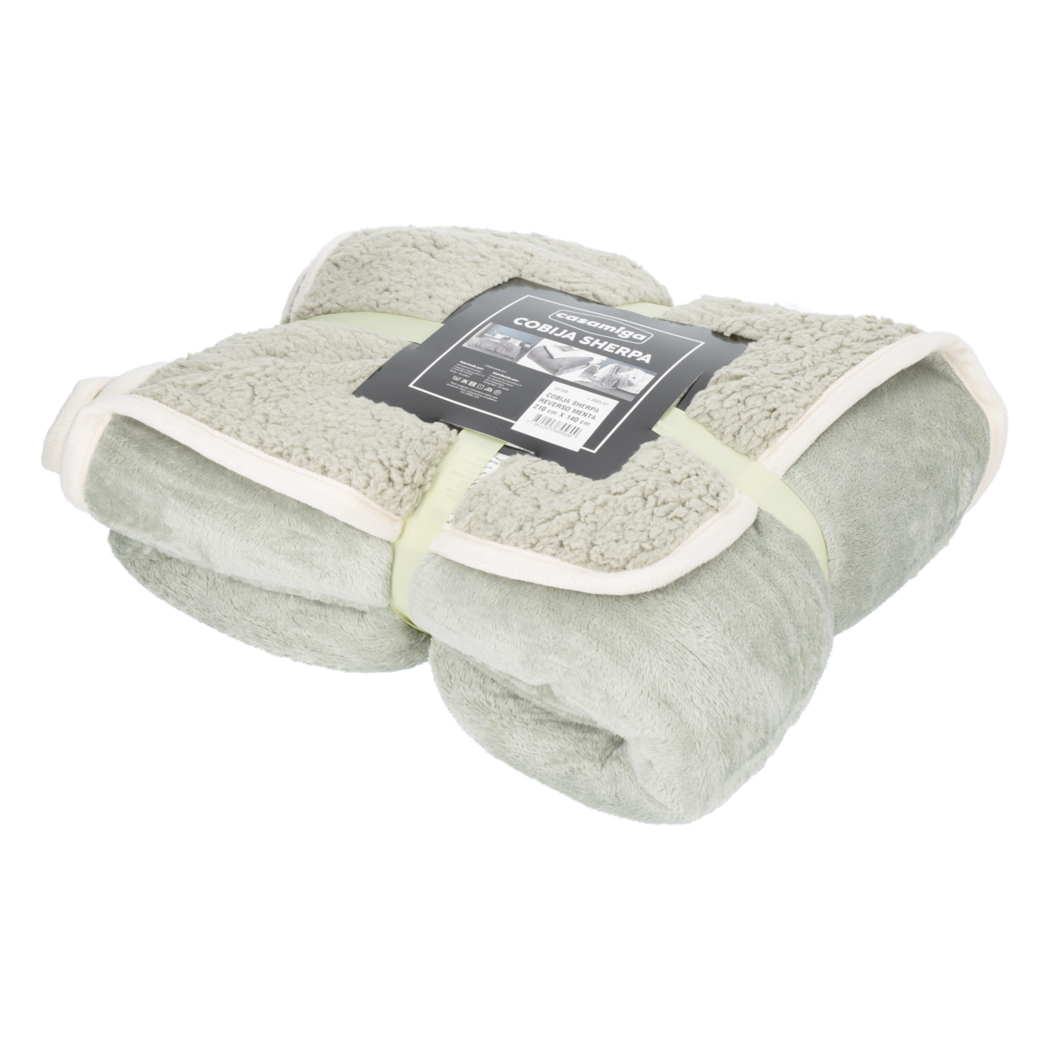 Cobija Sherpa Reverso Menta CASAMIGA 210X140 Cm