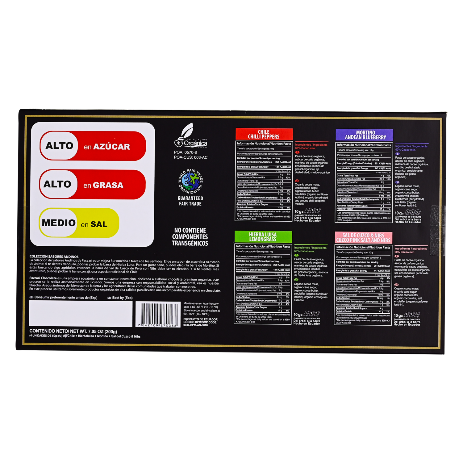 Chocolate Orgánico Caja Sabores Andinos Sl PACCARI Caja