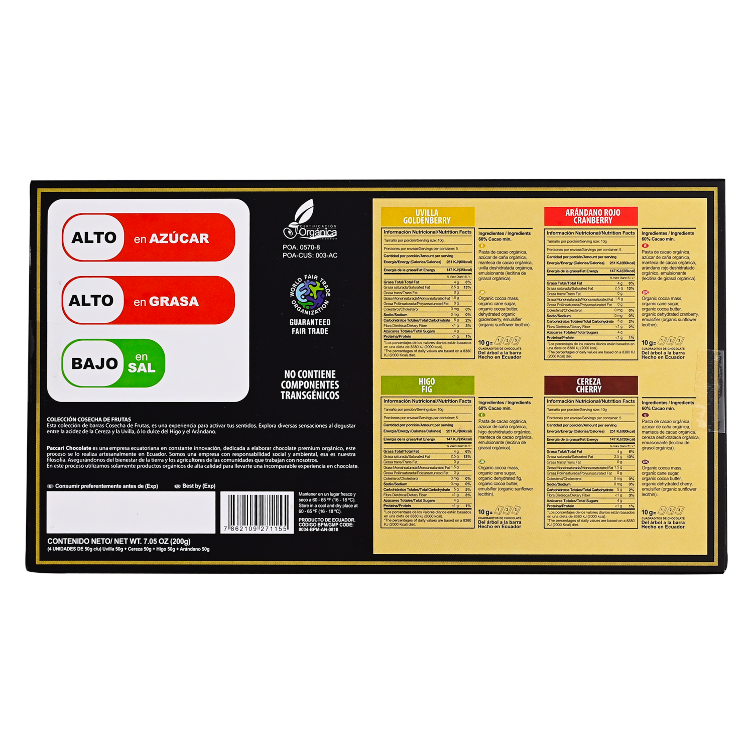 Chocolate Orgánico Caja Cosecha Frutas Sl PACCARI Caja