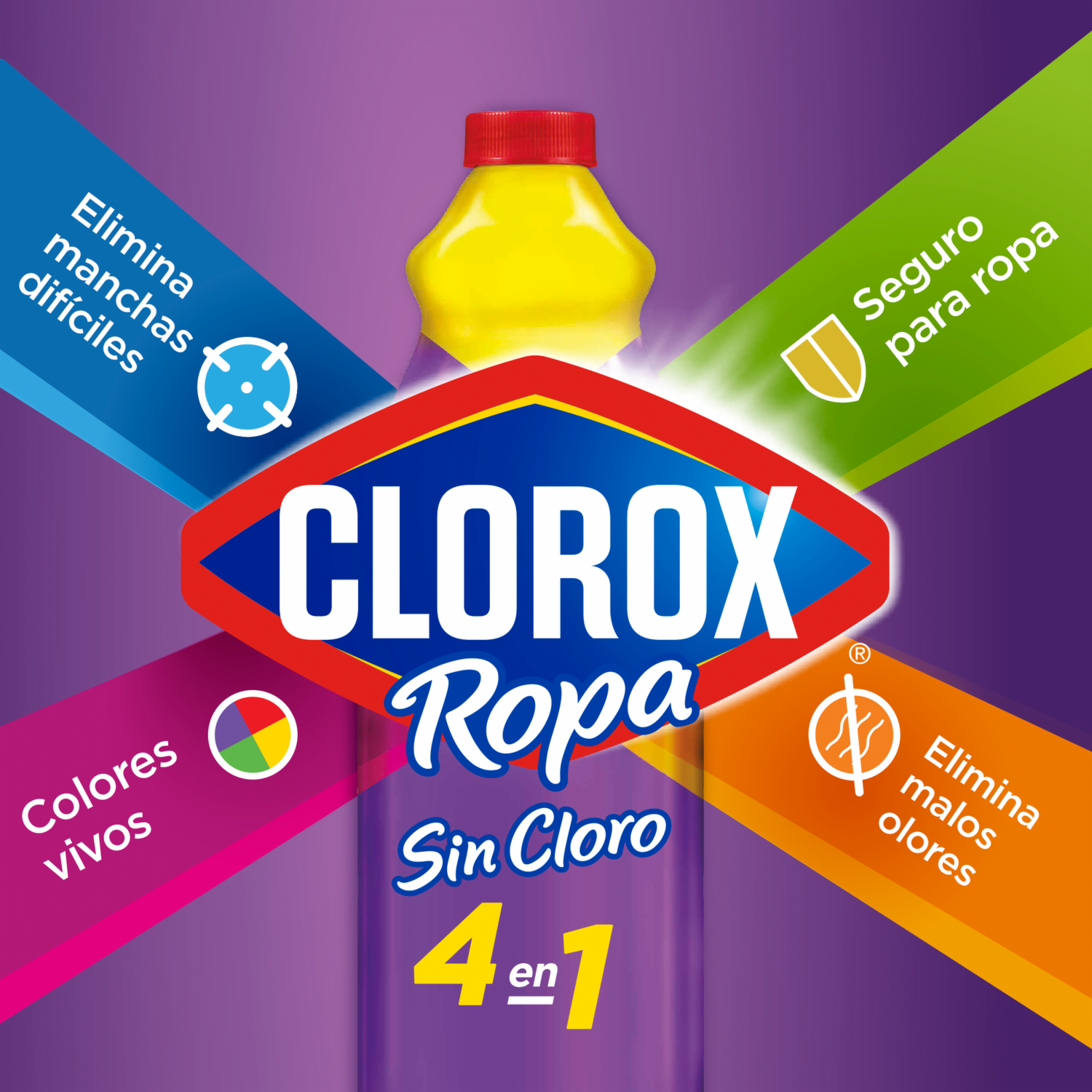 Quitamanchas Sin Cloro 4 En 1 Para Ropa De Color CLOROX 250 Ml