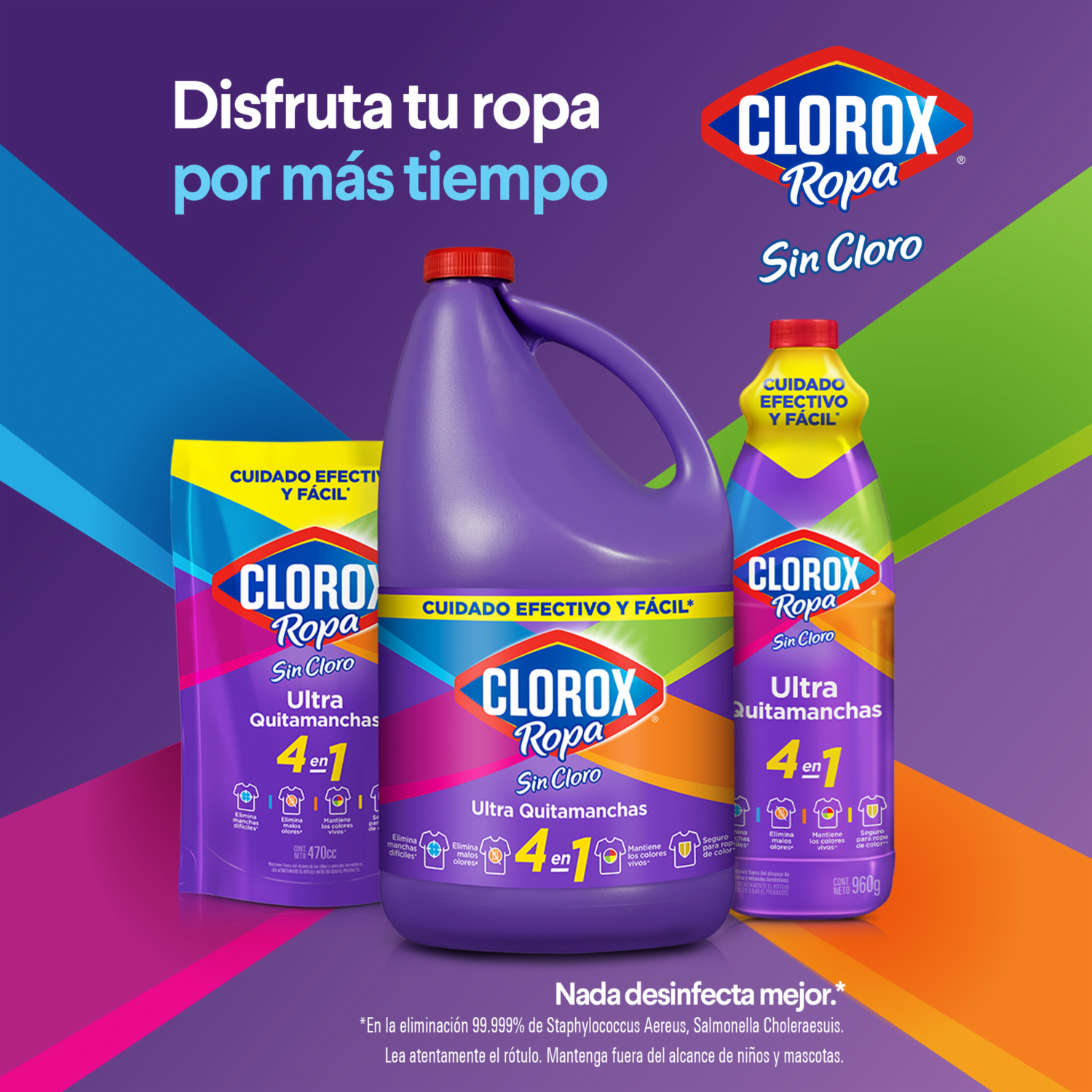Quitamanchas Sin Cloro 4 En 1 Para Ropa De Color CLOROX 250 Ml
