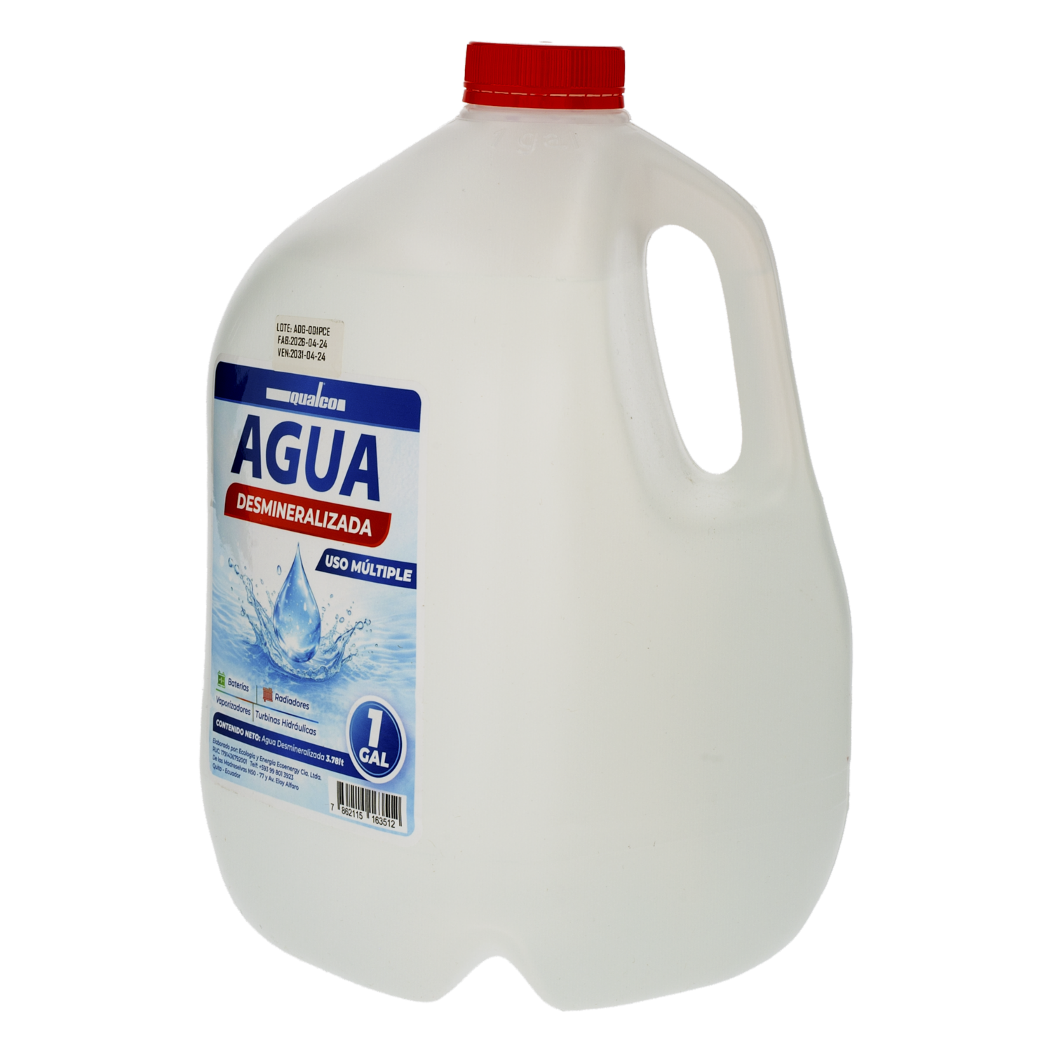 Agua Desmineralizada Multiuso QUALCO 1 Galón
