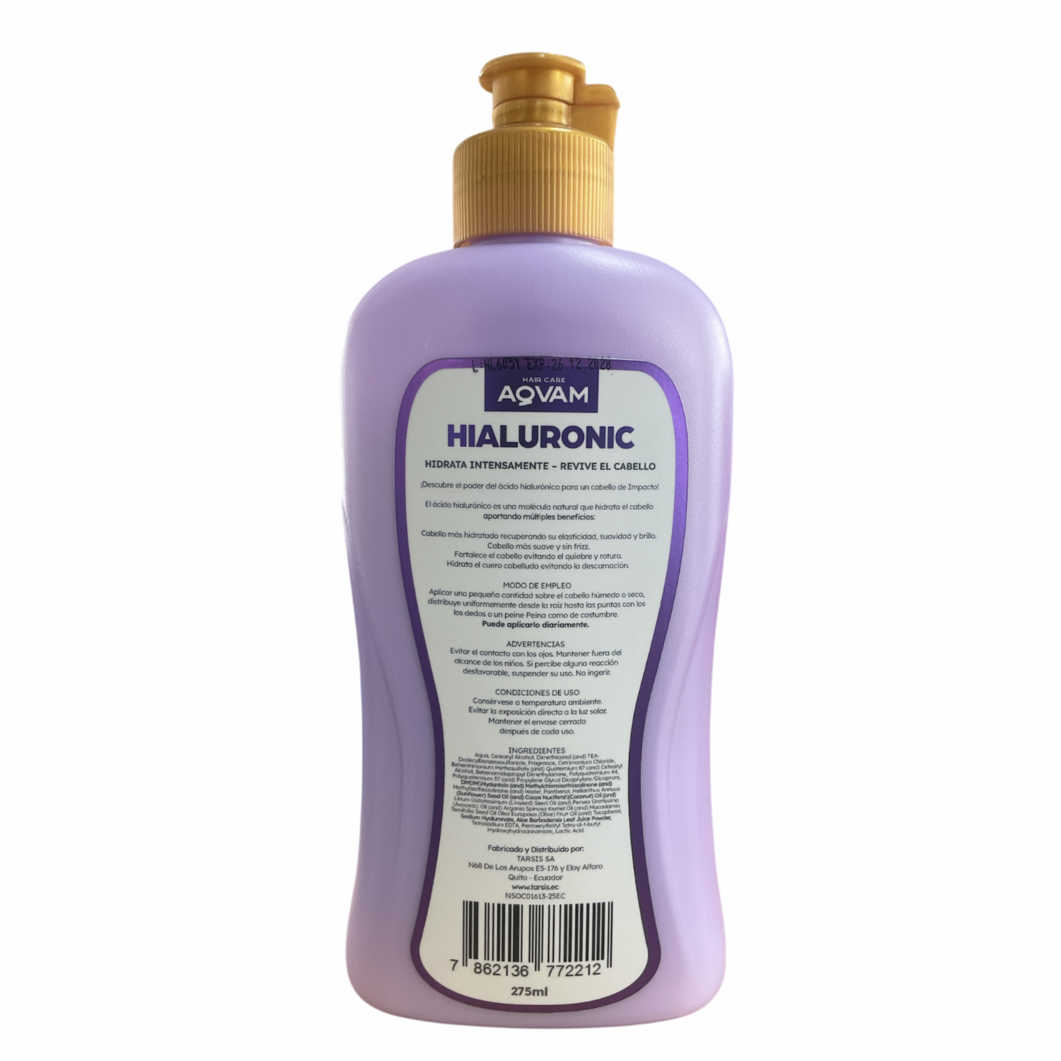 Crema Para Peinar Hidratante Hialuronic AQVAM 275 Ml