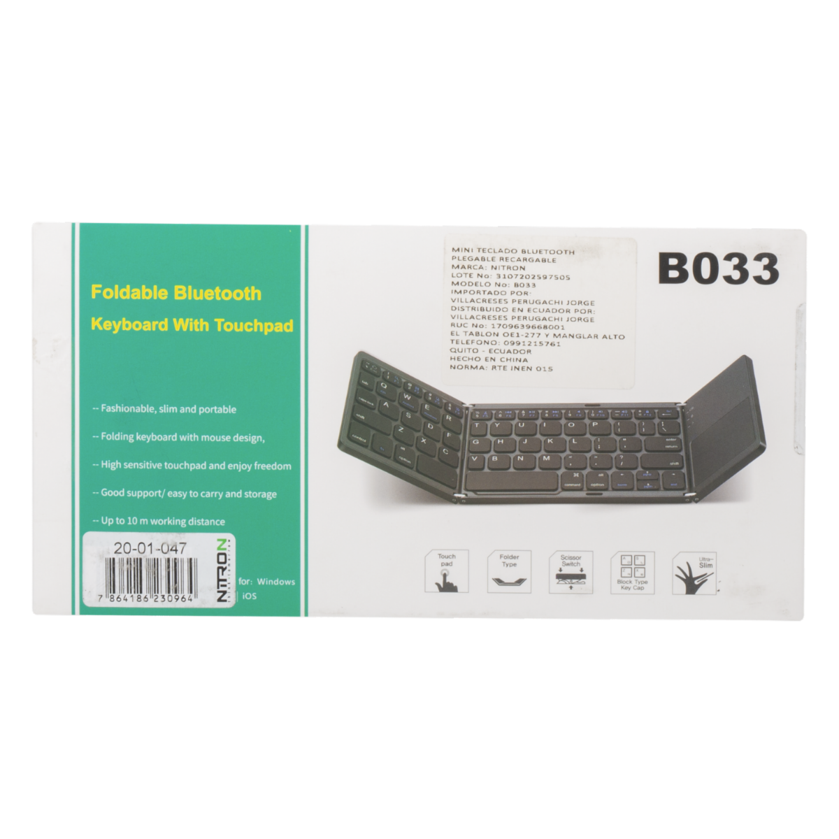 Teclado Plegable Recargable Mini NITRON Bluetooth