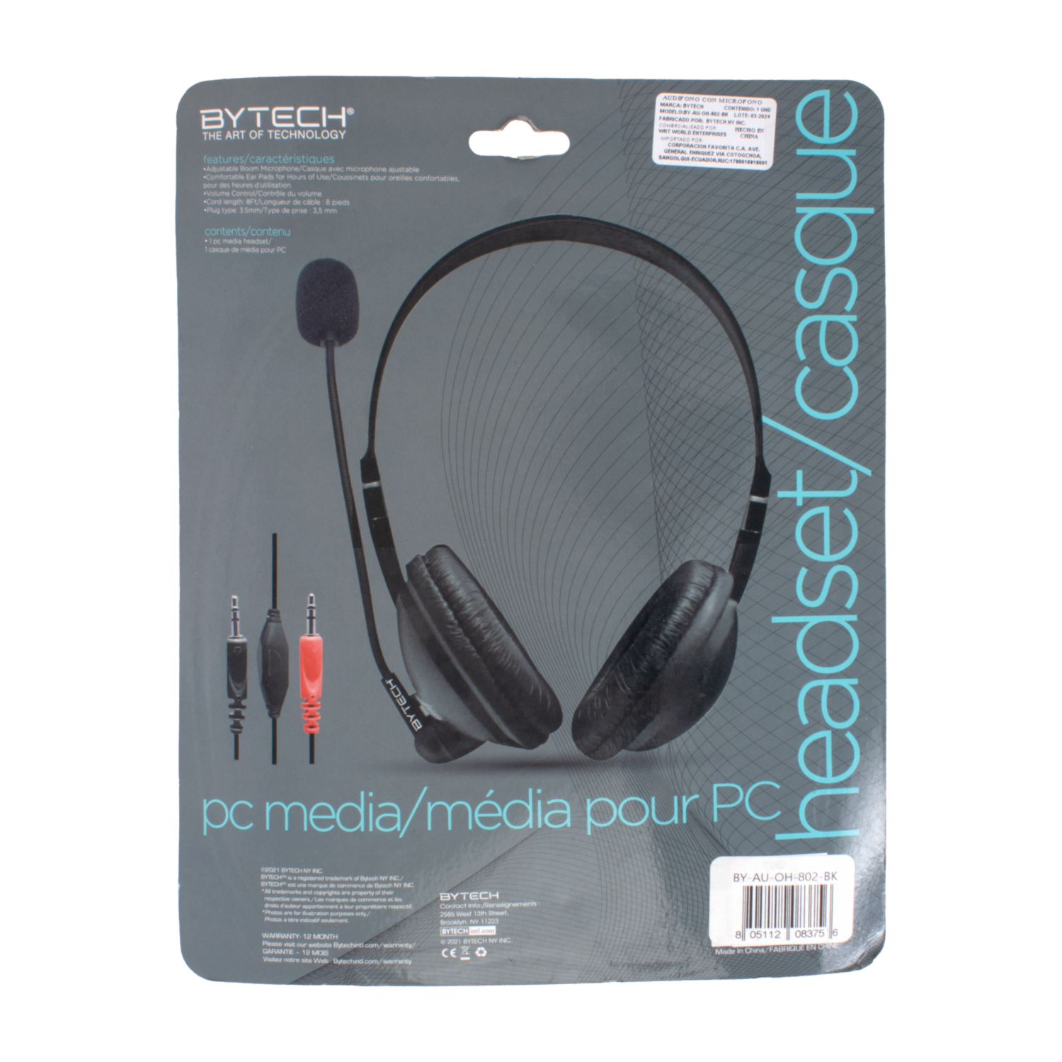 Audífonos Tipo Diadema Para Pc Con Micrófono BYTECH Con Cable
